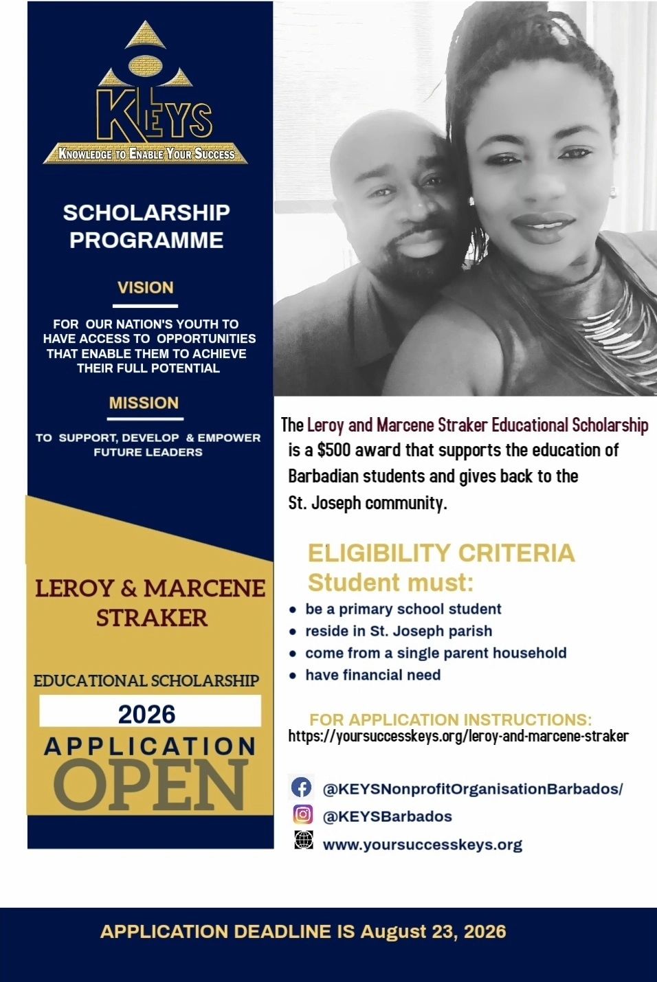 Leroy and Marcene Straker Educational Scholarship